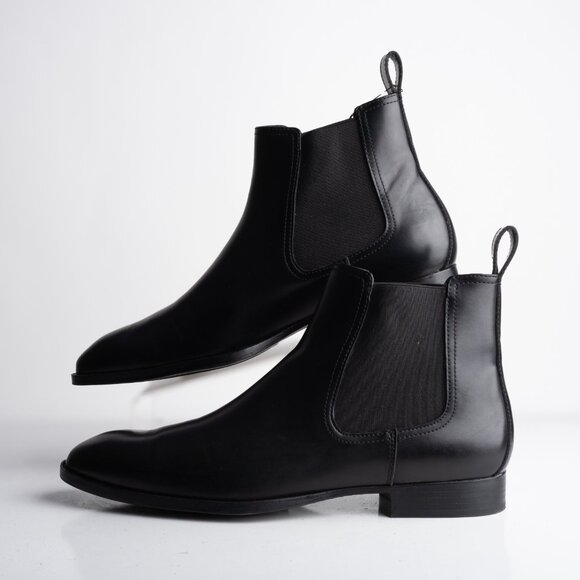 Zara Mens Faux Leather Stretch Ankle Boots Chelsea Black Sz US 12 EU 45 NWT main image 6